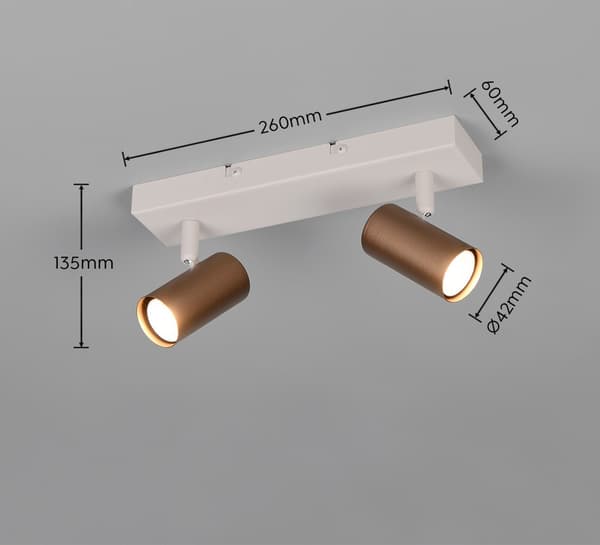 Modern takspotlight beige dubbla tuber 2xGU10 5W TARYN RL
