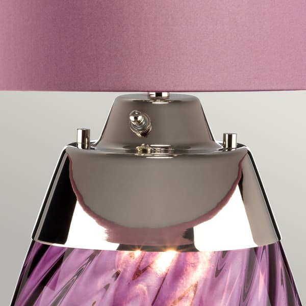 Bordlampe glas lilla med skærm Lena E27 60W Elstead
