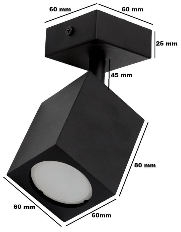Sort væg- og loftlampe GU10 Quantus ID-6101 Idealux