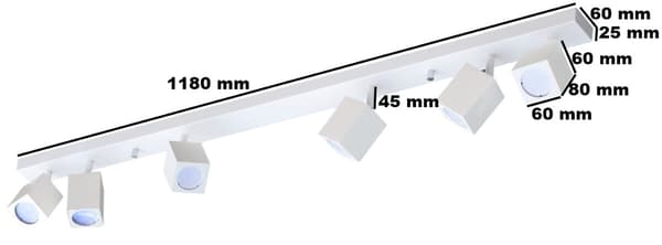 Væg- og loftlampe hvid 4xGU10 Quantus ID-6116 Idealed