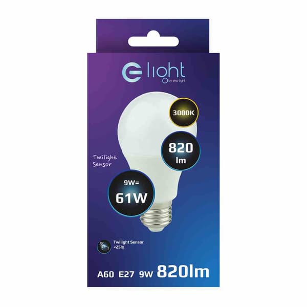 LED-lampa 9W E27 varm 3000K Eko-light EK8048 vit