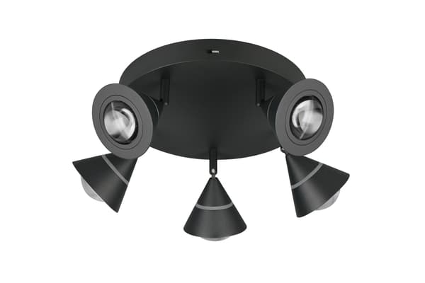 Moderne sort rund loftlampe med koniske LED-spots 7W ROMEO Trio