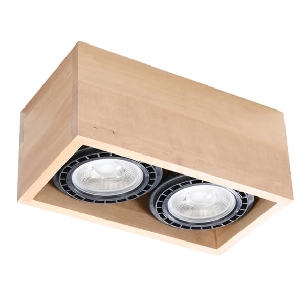Loftlampe træ rektangulær dobbelt 2xGU10 10W NUMERO PU.0916 Pure Lume
