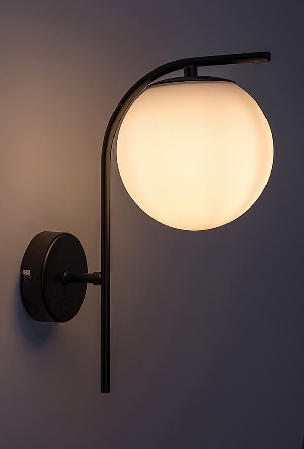Væglampe glaskugle E27 sort Ghita 71139 Rabalux