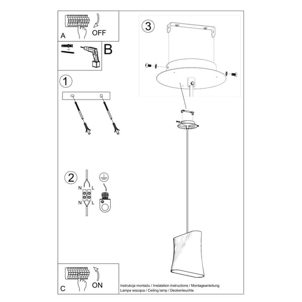 Trapezformet sort pendellampe BLUM 1xE27 15W SL.0770 Sollux Lighting
