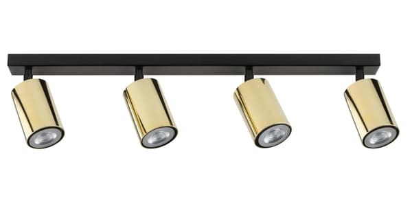 Moderne sort-messing loftlampe med 4 spots 4xGU10 25W Zoom Sigma Lighting
