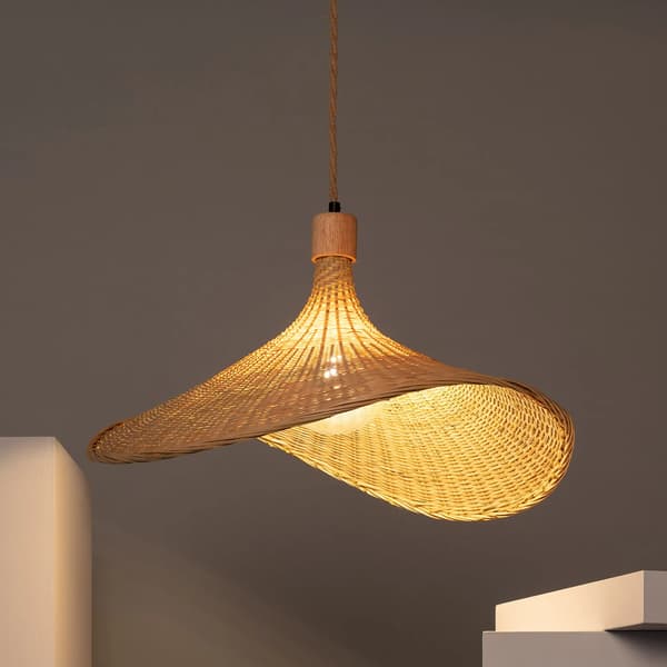 Boho Pendellampe Bambus Hat Abruzzo Isabella 40cm E27