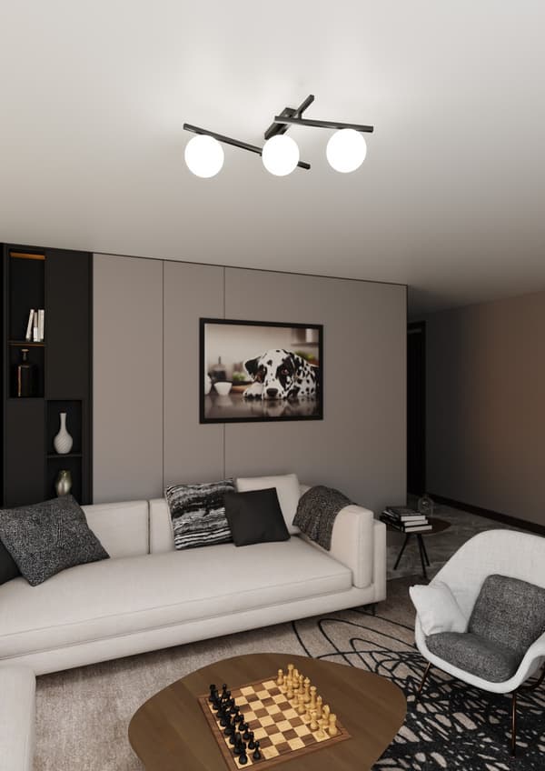 Emibig loftlampe 3xE14 40W SMART 3 SORT/OPAL 1103/3