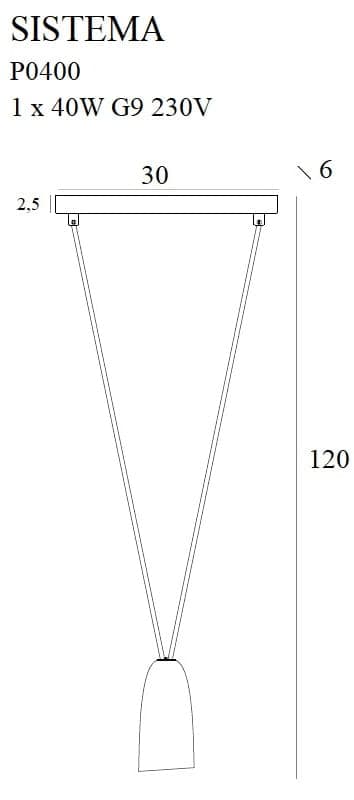 Sort industriel pendellampe SISTEMA 1xG9 40W Maxlight