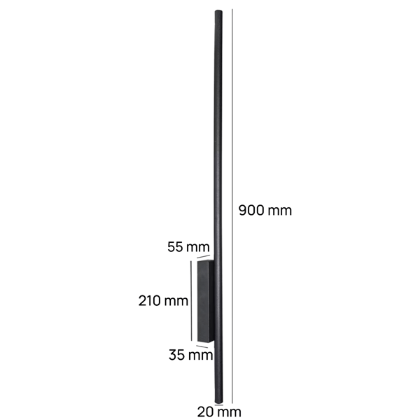 LED væglampe lineær sort 4000K 90cm LUNA ID-9071 IdeaLED