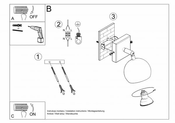 Væglampe OCULARE Sort Sollux Lighting SL.0443