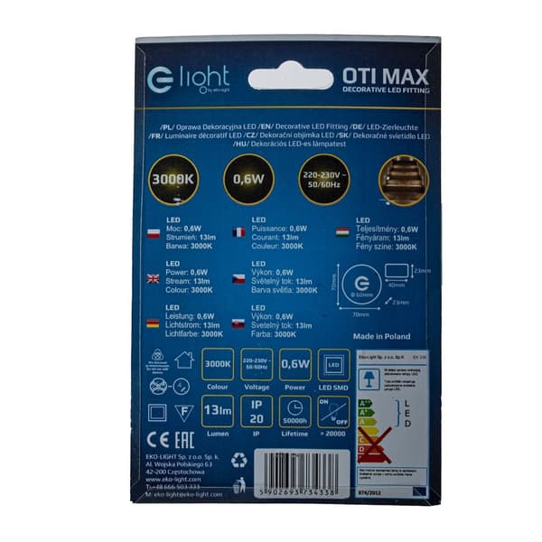 Trappelampe 1x0.6W LED OTI EKS4338 Eko-Light