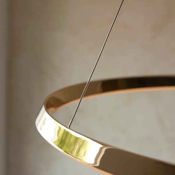 Moderne pendellampe Ø80cm guld ring LED 43.5W STATEN Endon