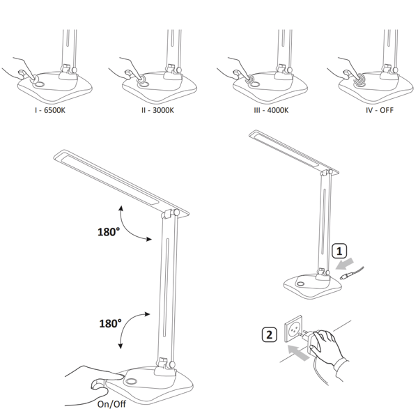 LED skrivebordslampe sort TOLEDO 316653 Polux