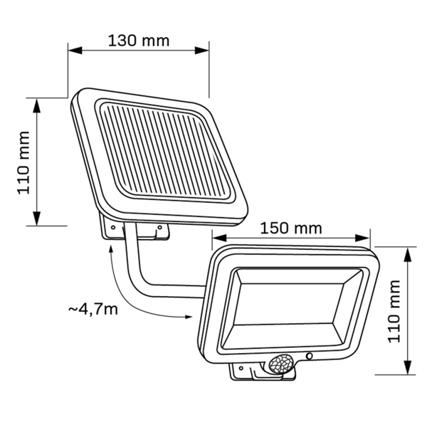 LED-solcelleprojektør med PIR-sensor DUO 323071 Polux