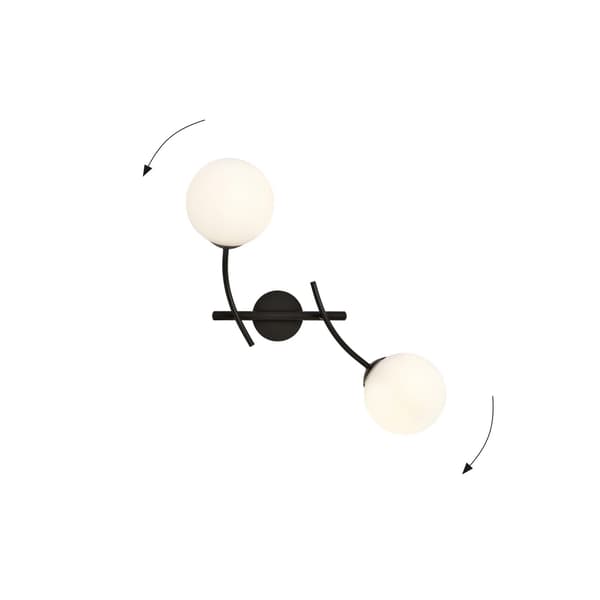 Væglampe Emibig 2xE14 40W HUNTER K2 SORT/OPAL 1102/K2