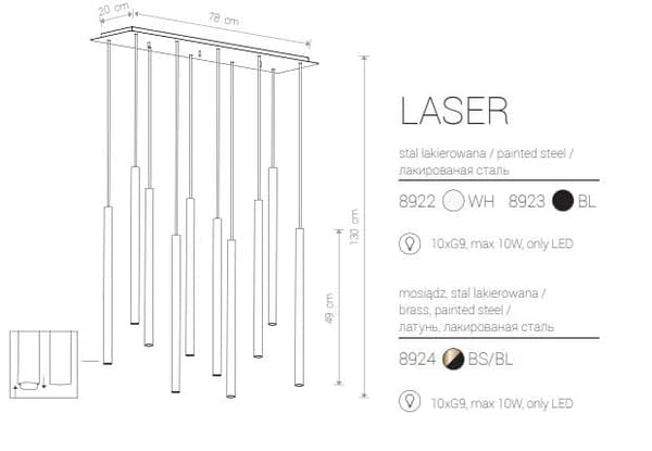 Nowodvorski LASER messing lysekrone pendel 8924