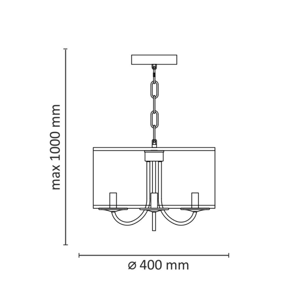 Sort rund pendellampe E14x3 SOHO 310866 Polux