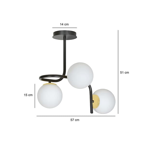LOFTLAMPE Emibig 3xE14 40W RAGNAR 3 SORT GULD 1032/3