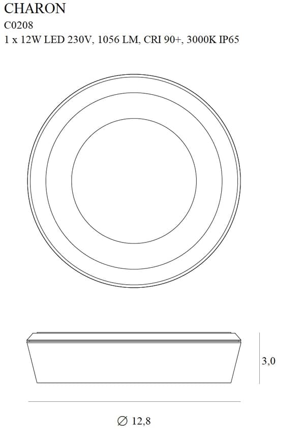 Moderne rund sort LED 11W IP65 CHARON Maxlight loftspot