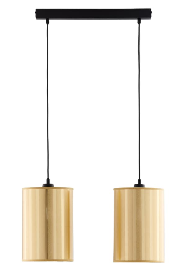 Moderne sort pendellampe med guldribbede rør 2xE27 15W CORTINA Jupiter