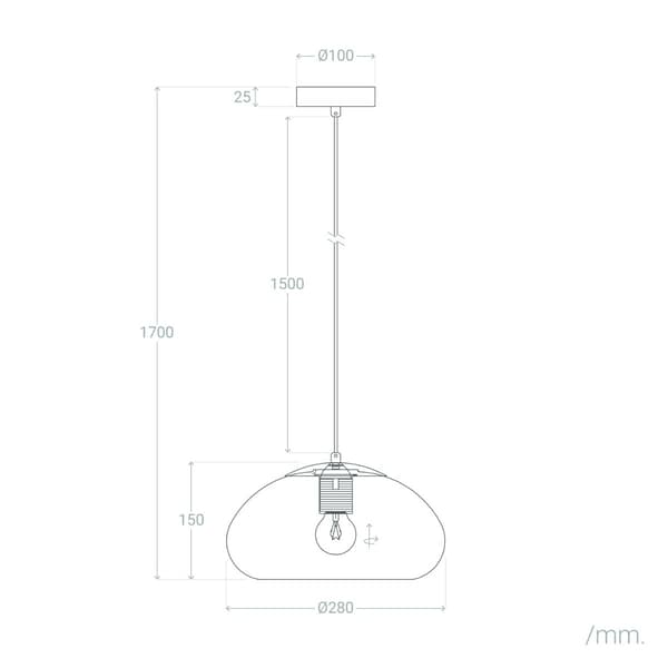 Abruzzo Coco 28cm E27 Pendel i Honningfarvet Glas