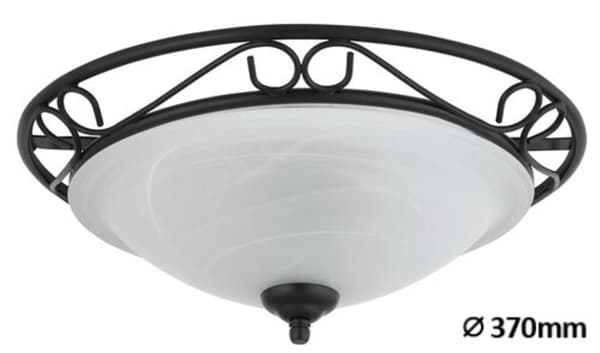 Glasloftlampe 37 cm E27 2x60W sort rund Athen 3722 Rabalux