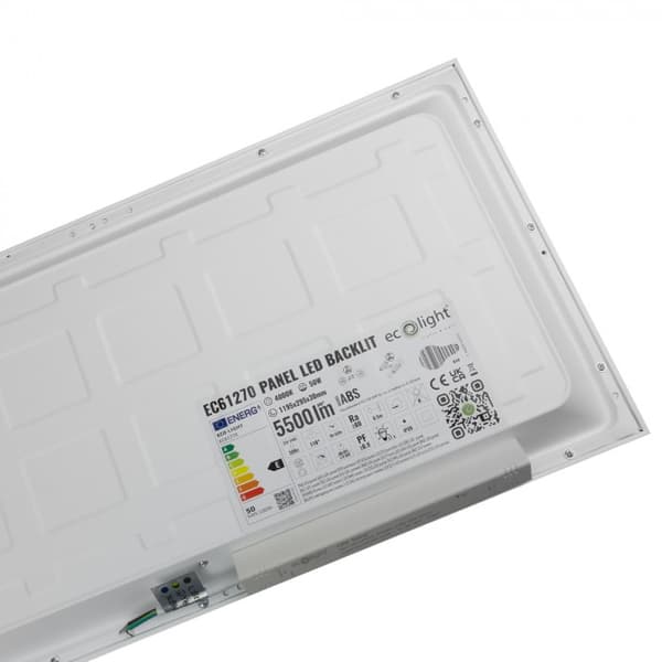 LED-panel 119,5x29,5x3 50W 4000K 5500lm vit rektangulär Ecolight