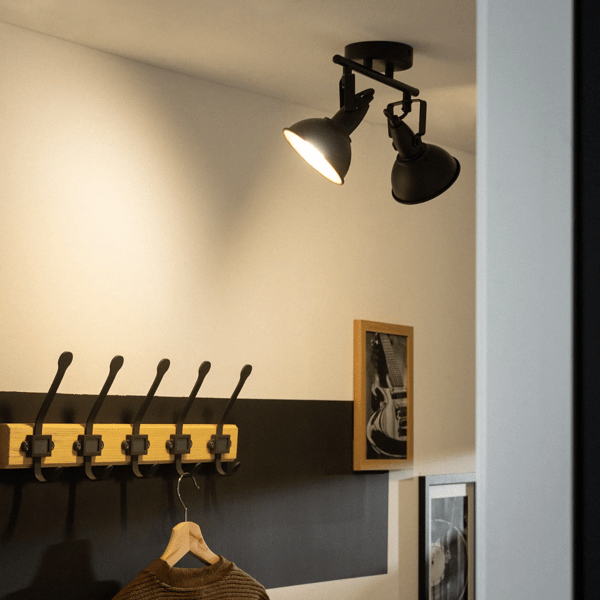 Retro Loft Sort Loftlampe 30cm 2xE14 Abruzzo Orte