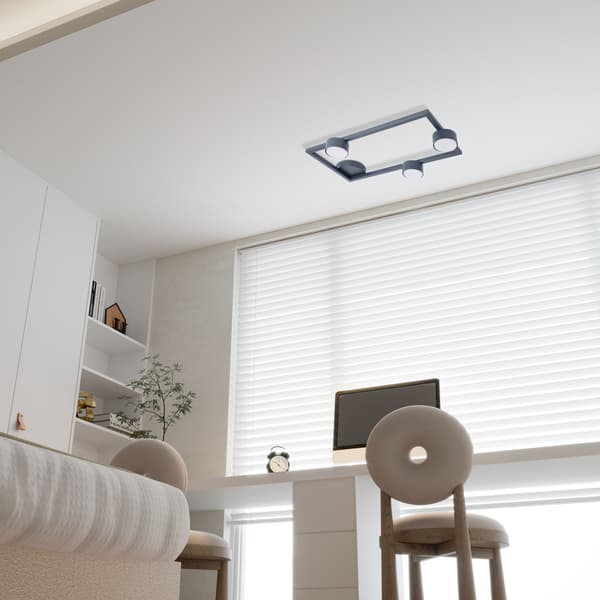 Moderne grafit rektangulær loftslampe med runde spots til stue og entre 3xGX53 12W FRAME Sigma Lighting