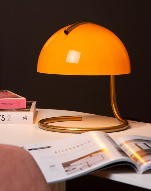 Rund bordlampe orange guld E27 Cato Lucide