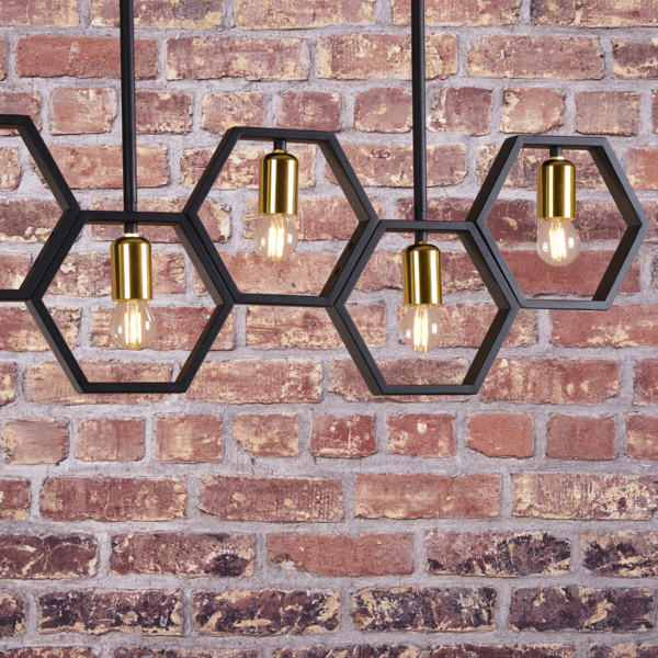 Pendellampe sort-guld E27x5 HONEY 312556 Polux