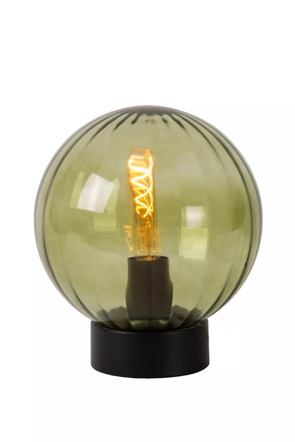 Bordlampe sort grøn glaskugle E27 Monsaraz Lucide
