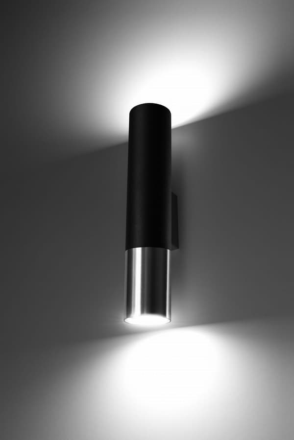 LOOPEZ-seinävalaisin musta/kromi, Sollux Lighting, malli SL.0938