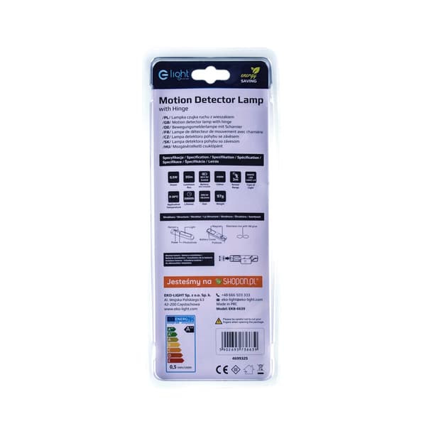 Möbelunderskåpslampa med AAA-batterihängare med rörelsesensor LED 0.5W Eko-Light