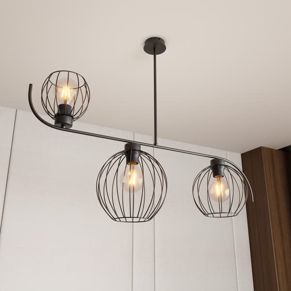 Loft moderne sort loftlampe åbne skærme 3xE27 15W ECHO Emibig