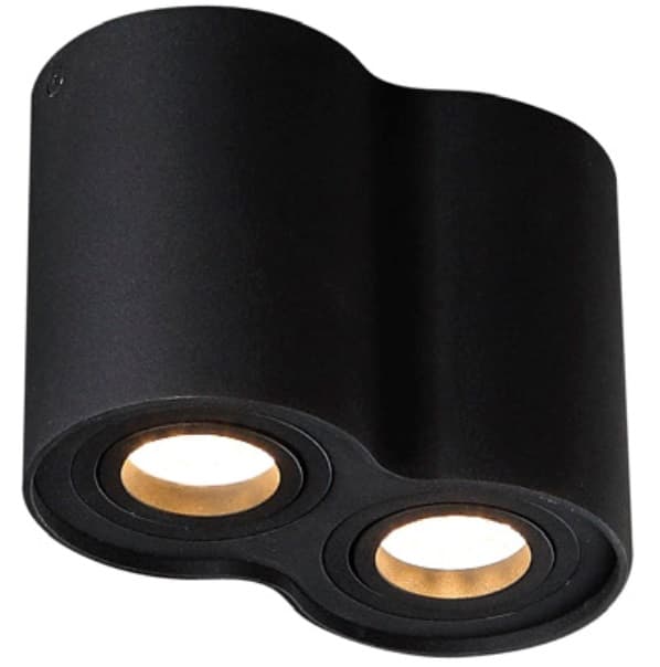 Kattospotti musta kaksoisputki BASIC ROUND 2xGU10 50W C0086 Maxlight