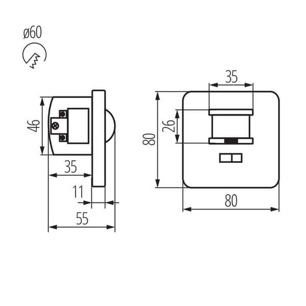 Rörelsesensor skymning PIR MARID vit 12m Kanlux 8910