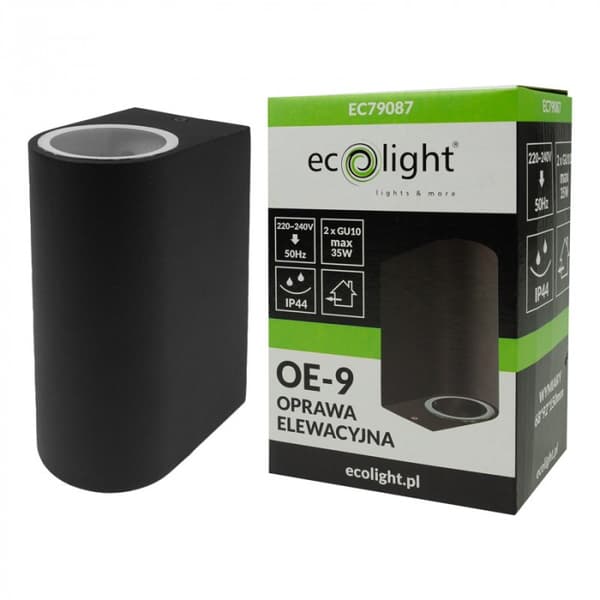 Ulkoseinävalaisin 2xGU10 IP44 alumiini musta Ecolight EC79087