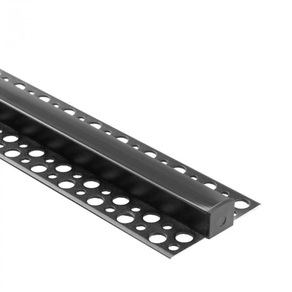 Sæt med 10x LED-strip profil GN02 overflademonteret sort + sort diffusor 2m Ecolight
