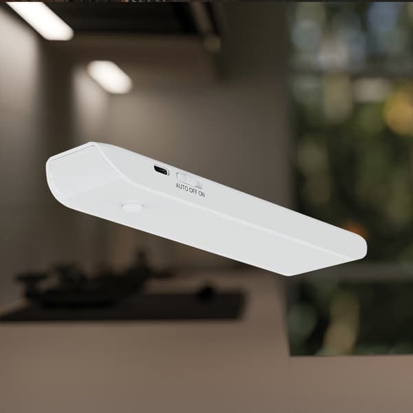 Underskåpslampa vit rektangulär rörelsesensor batteri USB-C neutral färg LED 1W SEB Eko-Light