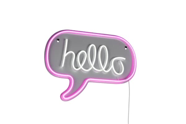 Vägglampa neon rosa-grå text i moln USB-C LED 5W HELLO RL