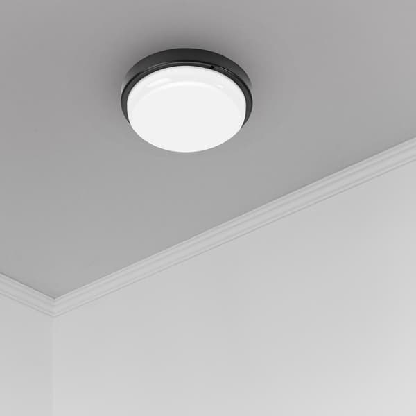 Rund sort LED-væglampe 18W neutral lysfarve IP64 Davo Eko-Light