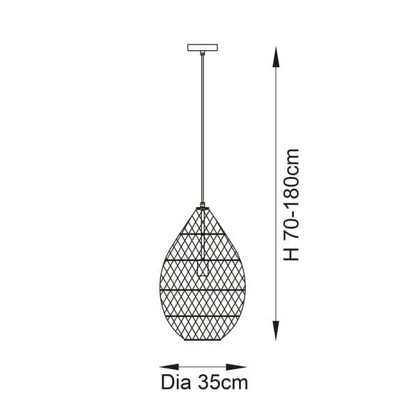 Skandinavisk sort rattan pendellampe 1xE27 10W PIMVA Endon