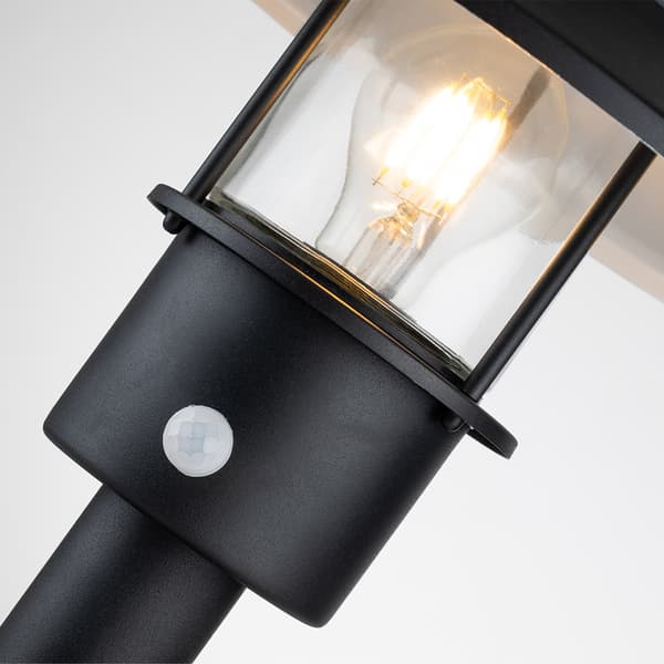 Utomhus sockellampa med sensor svart E27 60W Klampenborg Elstead