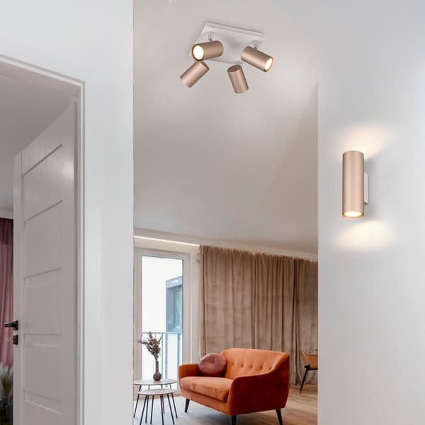 Takspotlight modern kaffe-grå rektangulär trippel rörlig 3xGU10 35W MARLEY Trio