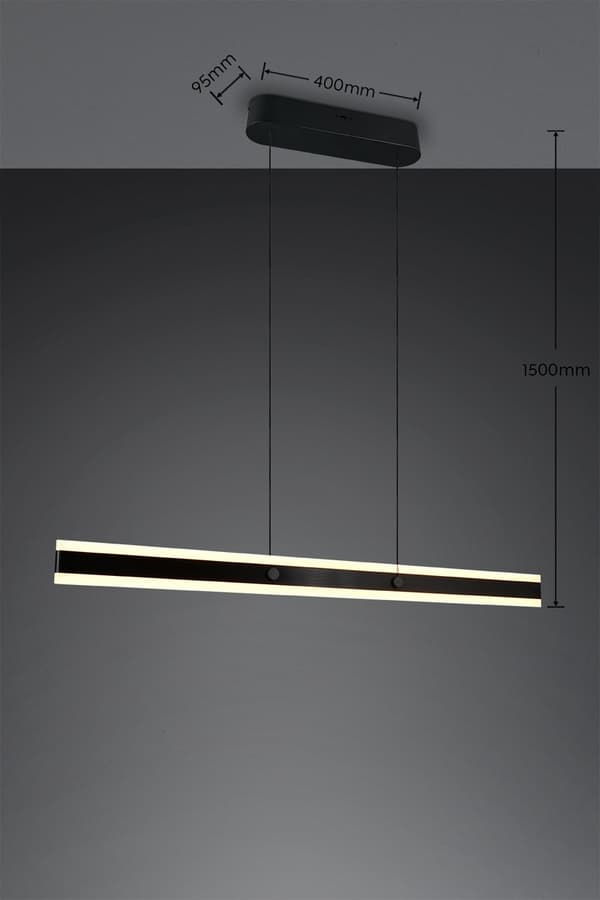 Moderne sort vandret op-ned LED pendel 35W ARCOLA Trio