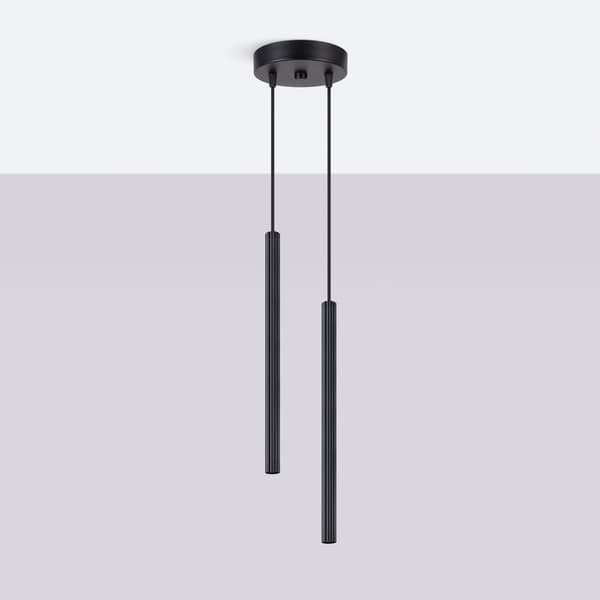 Moderne rund pendellampe med sorte rillede rør 2xG9 8W ARCHE Sollux Lighting