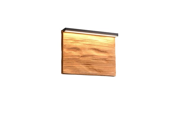Vägglampa rustik trä-svart texturerad rektangulär LED 8W KALEA Trio