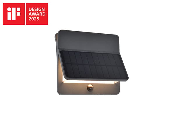 Moderne mørkegrå udendørs solcellelampe med PIR-sensor LED 12.6W ALETA Lutec